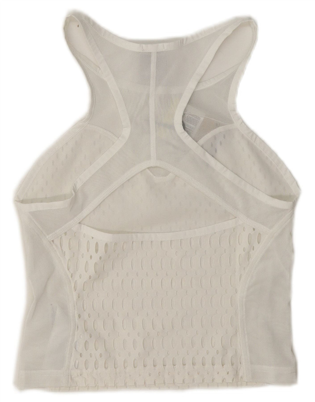 Nike Top ajustado transparente para mujer, talla 8, poliéster blanco pequeño
