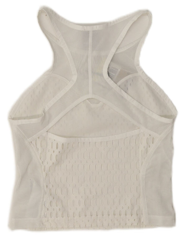 Nike Top ajustado transparente para mujer, talla 8, poliéster blanco pequeño