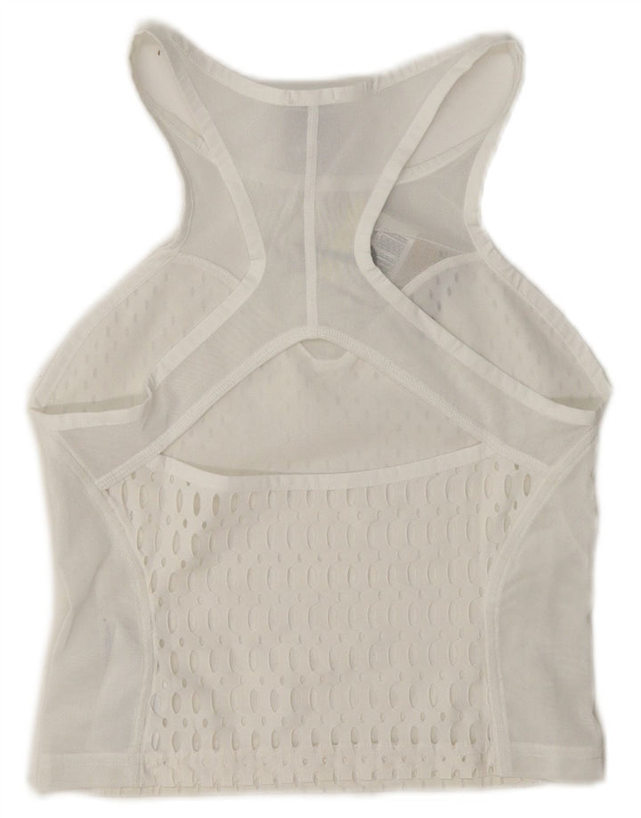Nike Top ajustado transparente para mujer, talla 8, poliéster blanco pequeño