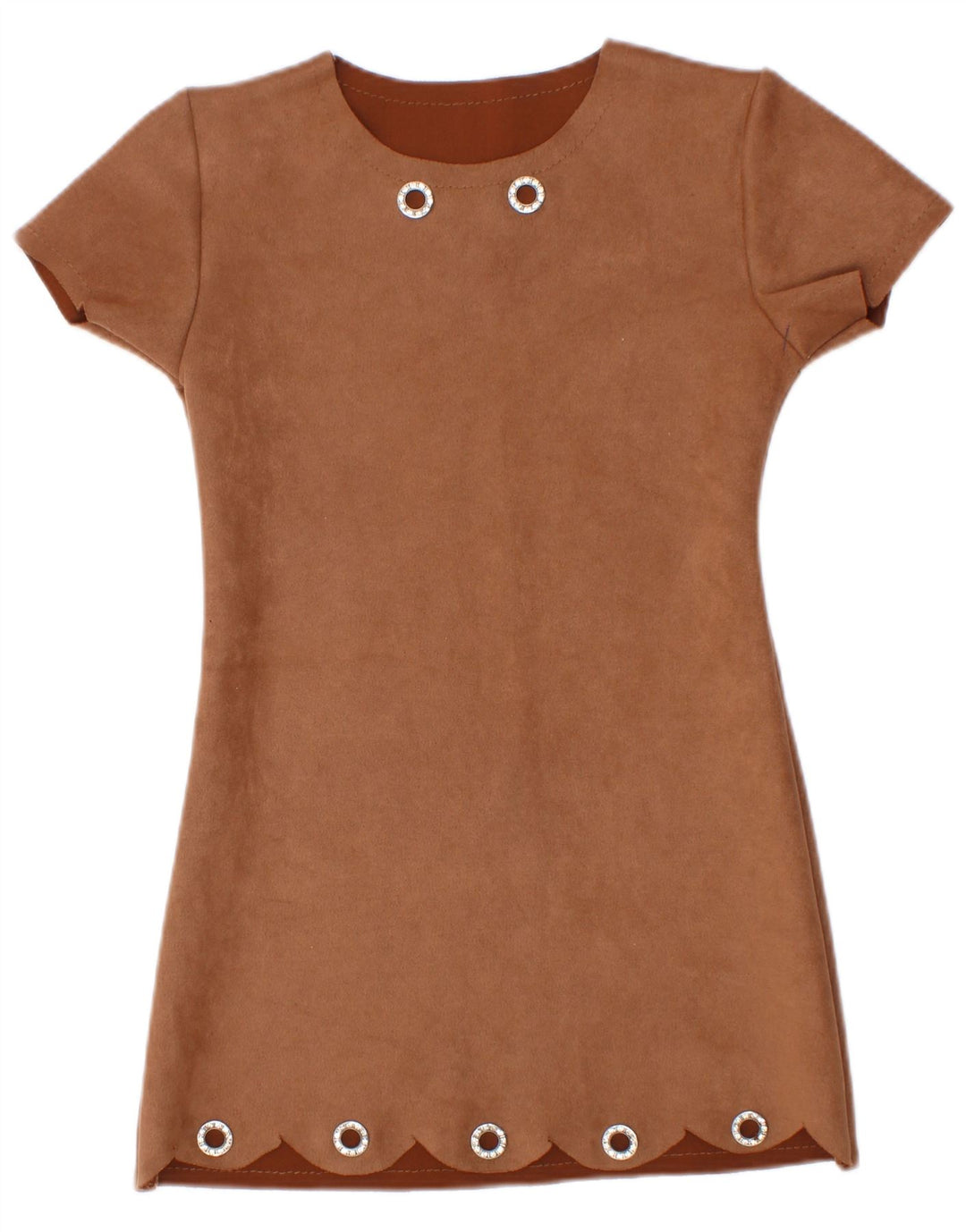Vestido Recto Niña Vintage 3-4 Años Marrón Poliéster