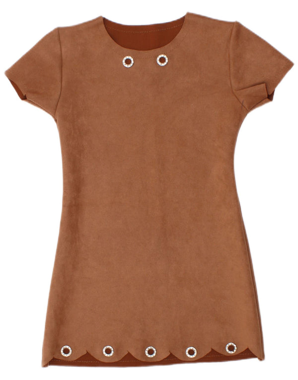 Vestido Recto Niña Vintage 3-4 Años Marrón Poliéster