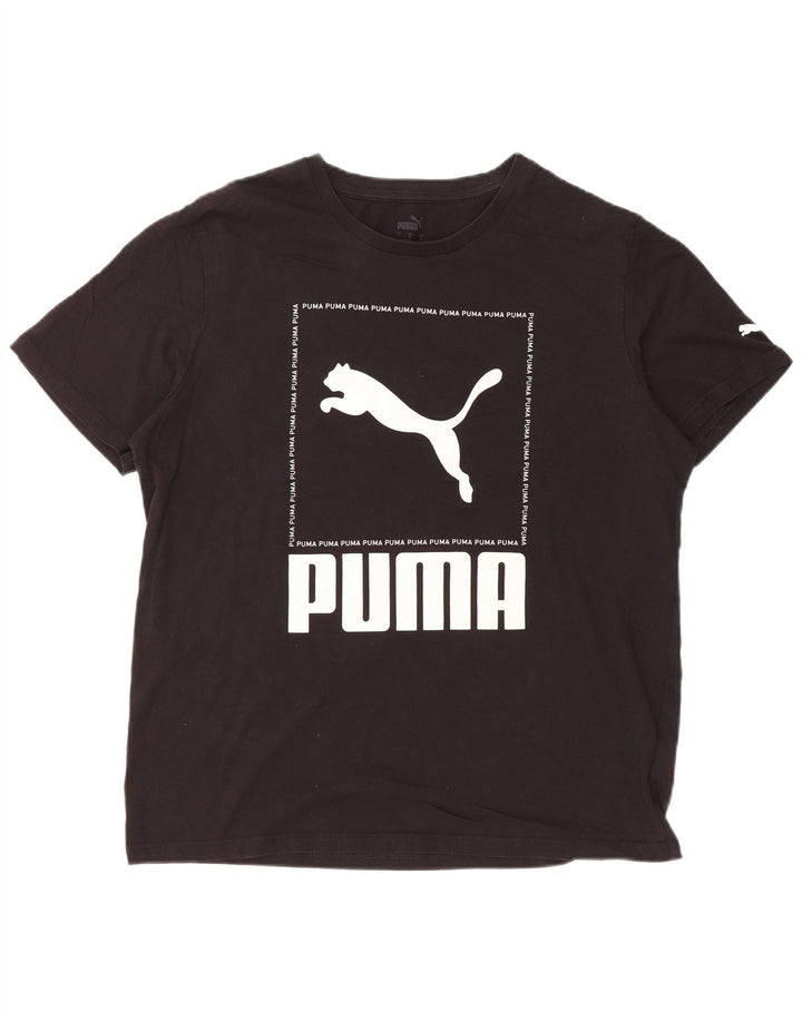 PUMA Camiseta gráfica para hombre Top grande de algodón negro