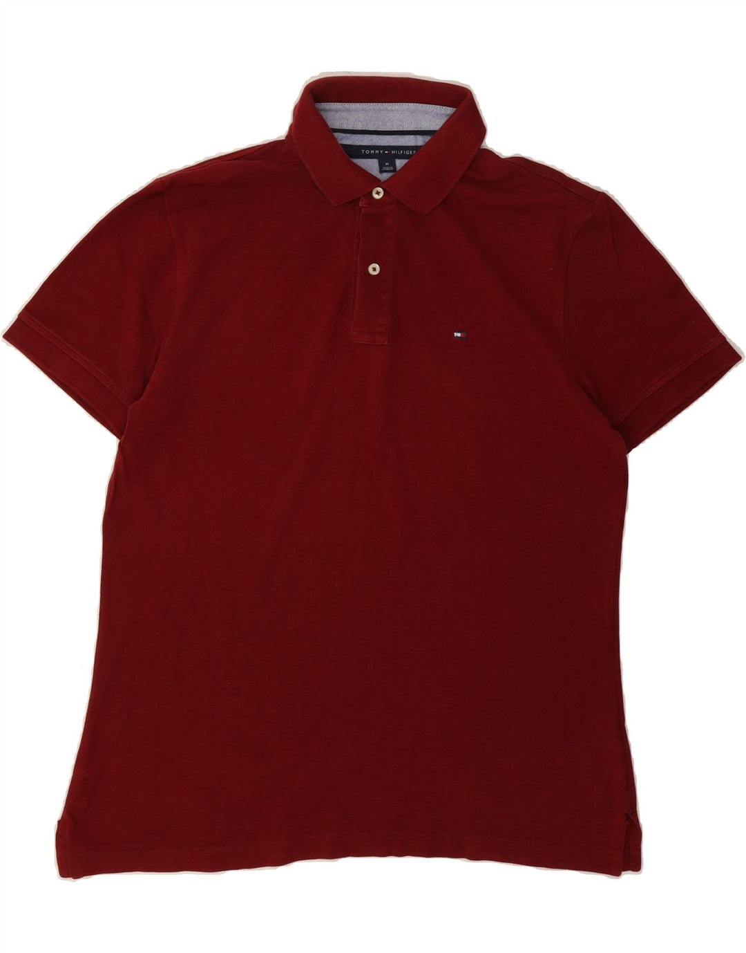 TOMMY HILFIGER Mens Polo Shirt Medium Burgundy Vintage Tommy Hilfiger and Second-Hand Tommy Hilfiger from Messina Hembry 