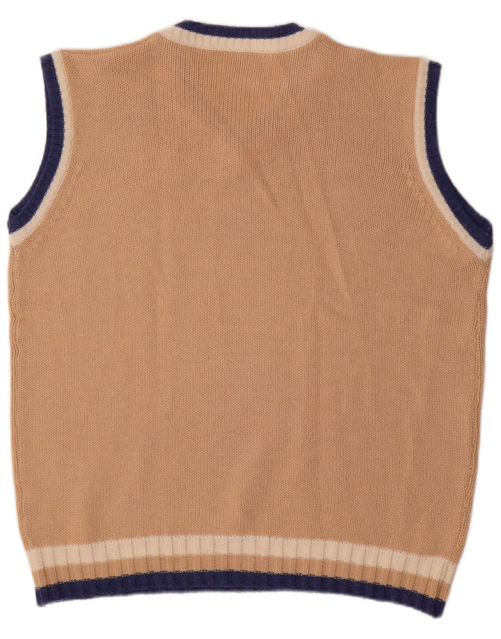 Vintage hombres gráfico chaleco tanque top grande beige acrílico