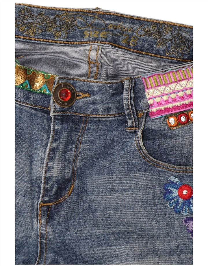 Jeans Desigual Mujer Bootcut W32 L32 Azul Floral