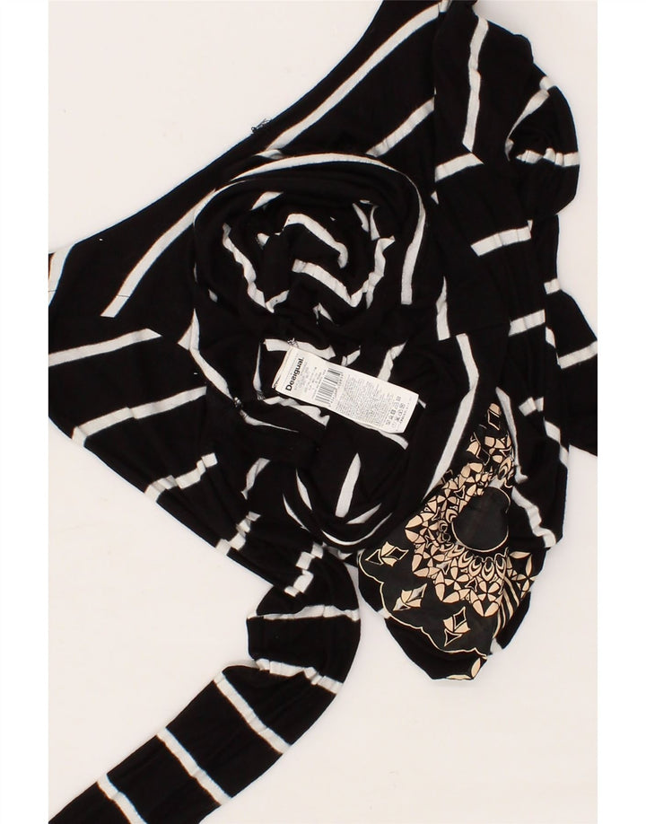 DESIGUAL Womens Graphic Basic Dress UK 10 Small Black Striped Viscose Vintage Desigual and Second-Hand Desigual from Messina Hembry 
