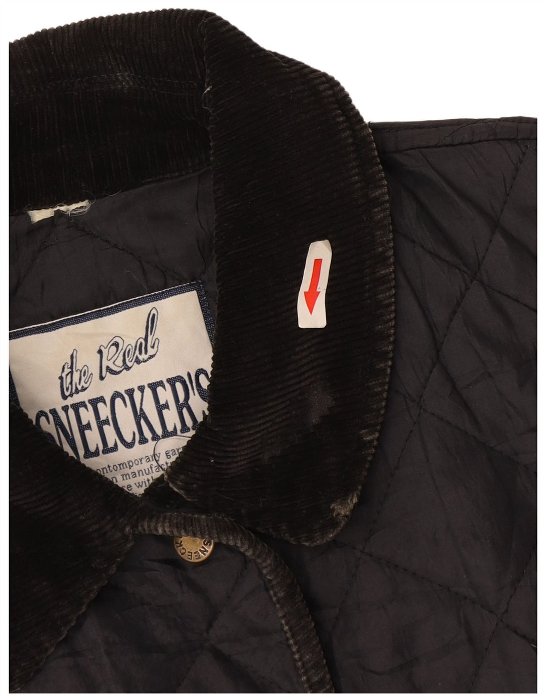 Vintage mujer chaqueta acolchada Reino Unido 14 grande azul marino poliamida