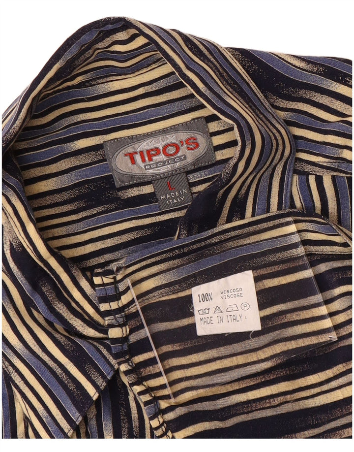 Camisa Tipo' S Hombre Manga Corta Grande Viscosa Rayas Multicolor
