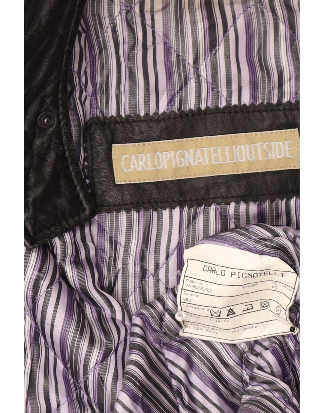 Carlo Pignatelli Chaqueta de cuero para hombre IT 50 Grande Cuero negro
