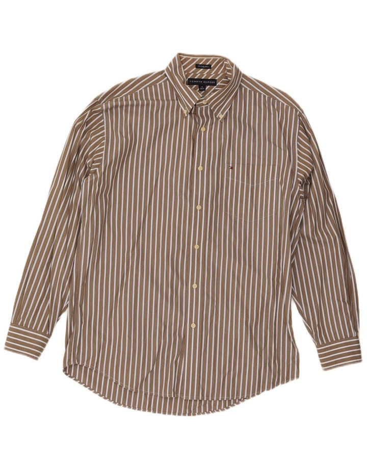 Camisa Tommy Hilfiger Hombre Algodón Rayas Beige Medio
