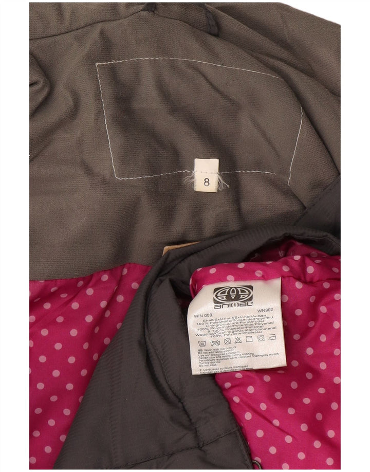 ANIMAL Chaqueta cortavientos con capucha para mujer UK 8 Small Gris Poliamida