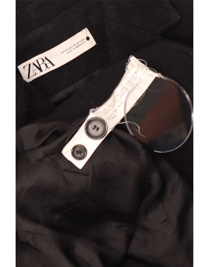 Zara Mujer Abrigo UK 6 XS Viscosa Negra