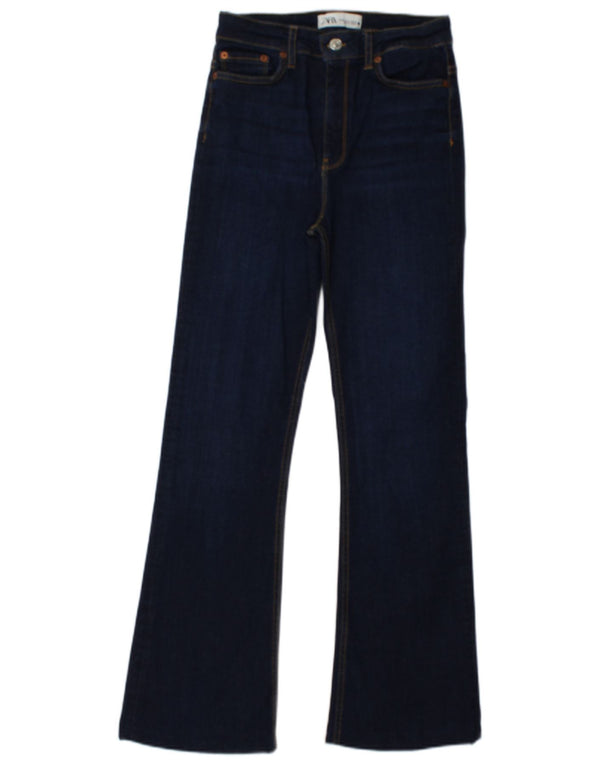 Zara Jeans Acampanados De Tiro Alto Para Mujer EU 34 2XS W24 L29 Algodón Azul Marino