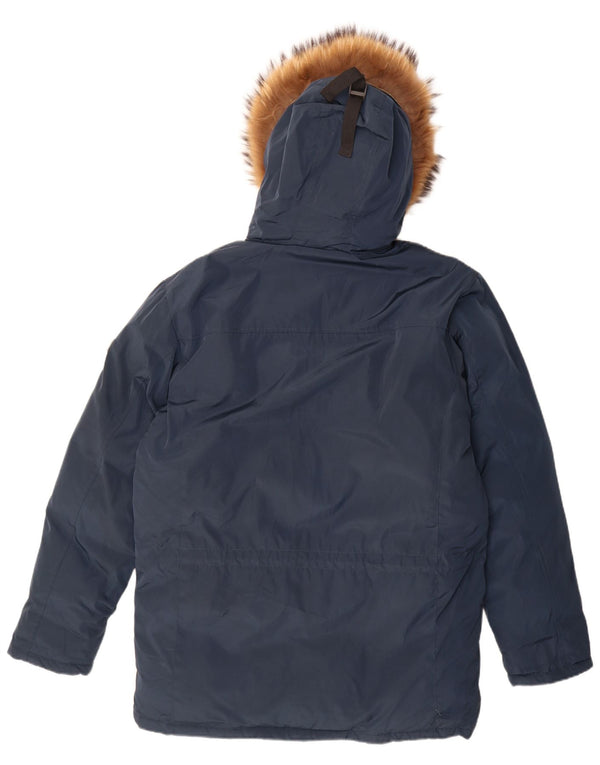 Brugi Parka con capucha para hombre IT 52 XL Poliéster azul marino