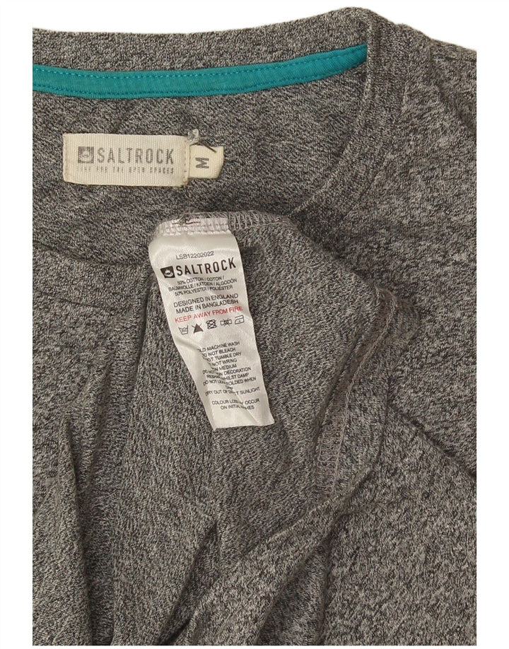 Saltrock Camiseta gráfica para hombre de manga larga de algodón moteado gris medio