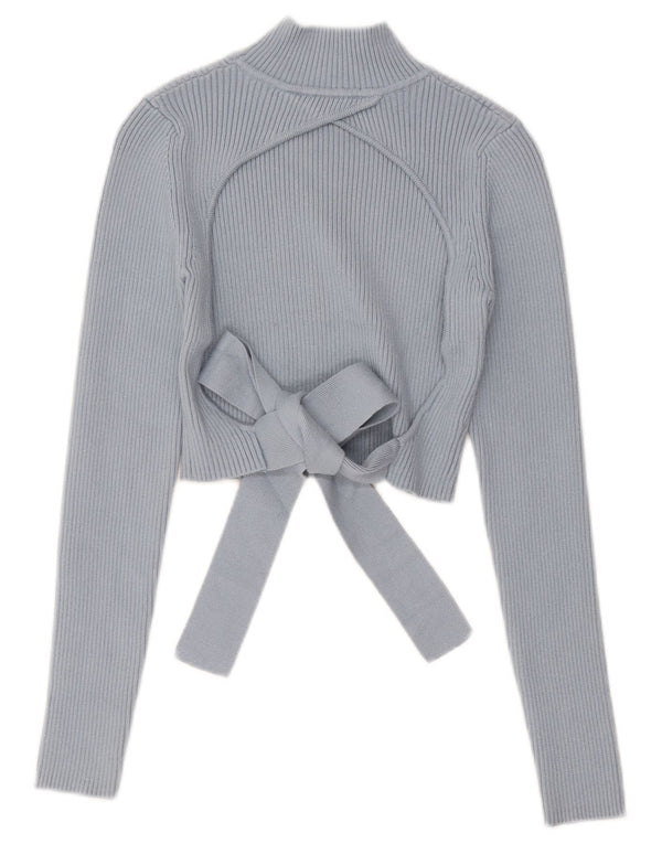 Zara Mujer Crop Top Recortado Manga Larga UK 8 Small Azul