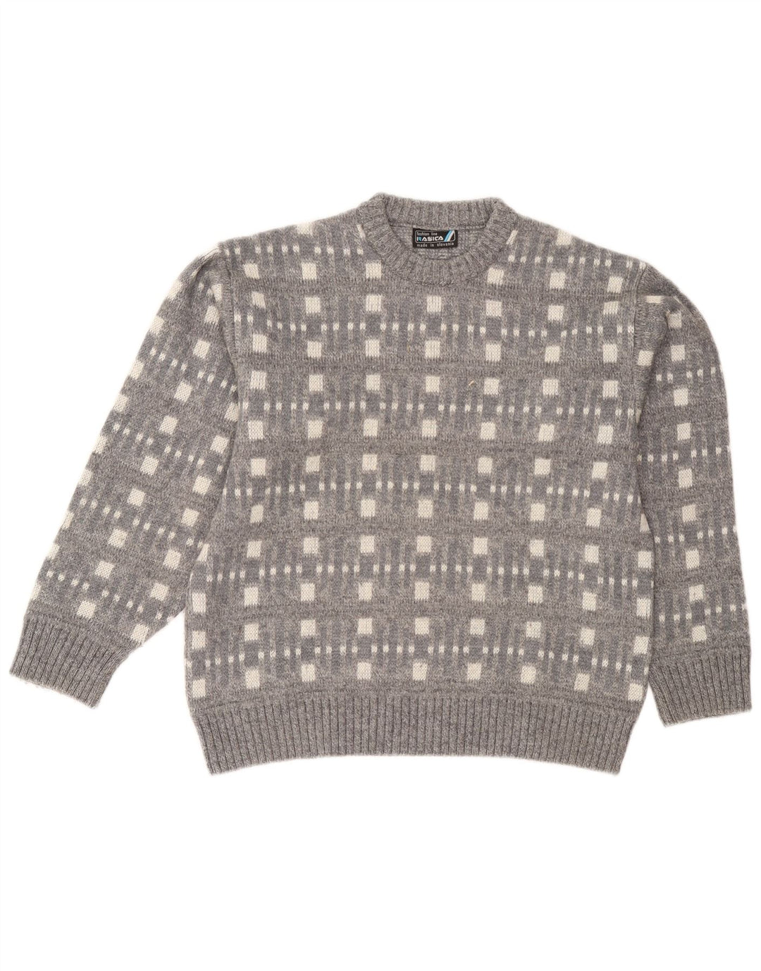 Rasica Hombre Cuello Redondo Jersey Jersey Grande Gris Geométrico