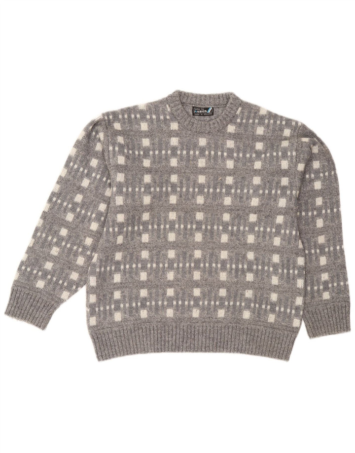 Rasica Hombre Cuello Redondo Jersey Jersey Grande Gris Geométrico