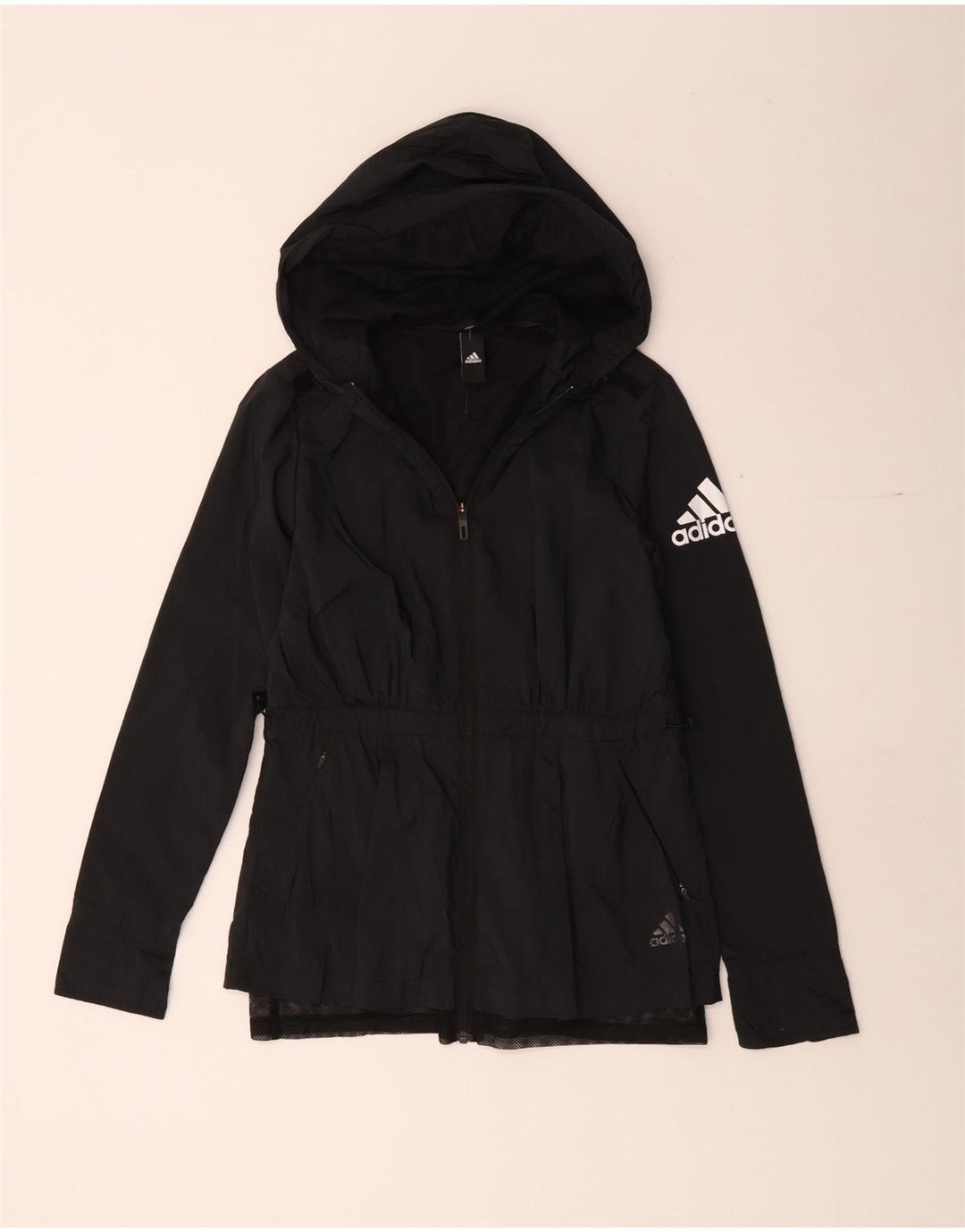 Adidas Chaqueta impermeable con capucha para mujer UK 10 Small Black Polyamide