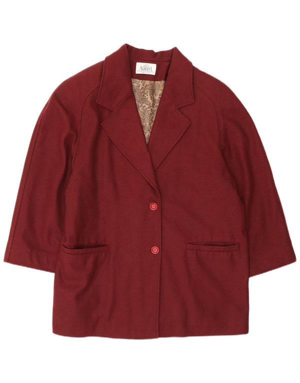 Vintage mujer oversize 3/4 manga Blazer chaqueta IT 49 XL Borgoña