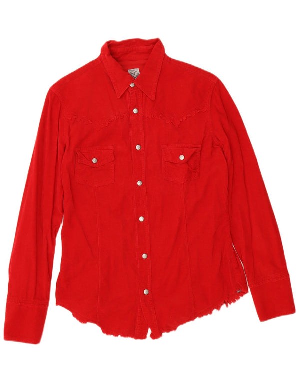 Phard Camisa de pana para mujer Reino Unido 12 Algodón rojo mediano
