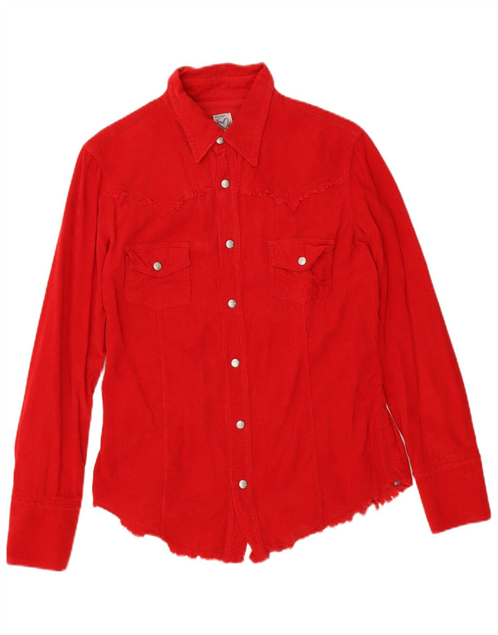 Phard Camisa de pana para mujer Reino Unido 12 Algodón rojo mediano