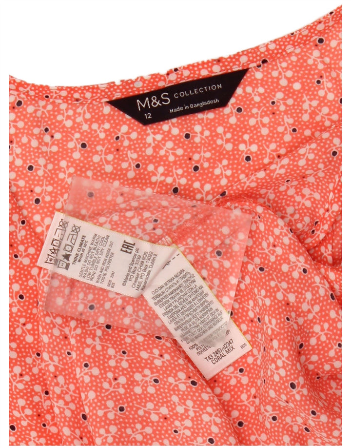 MARKS & SPENCER Womens Blouse Top UK 12 Medium Orange Floral Polyester