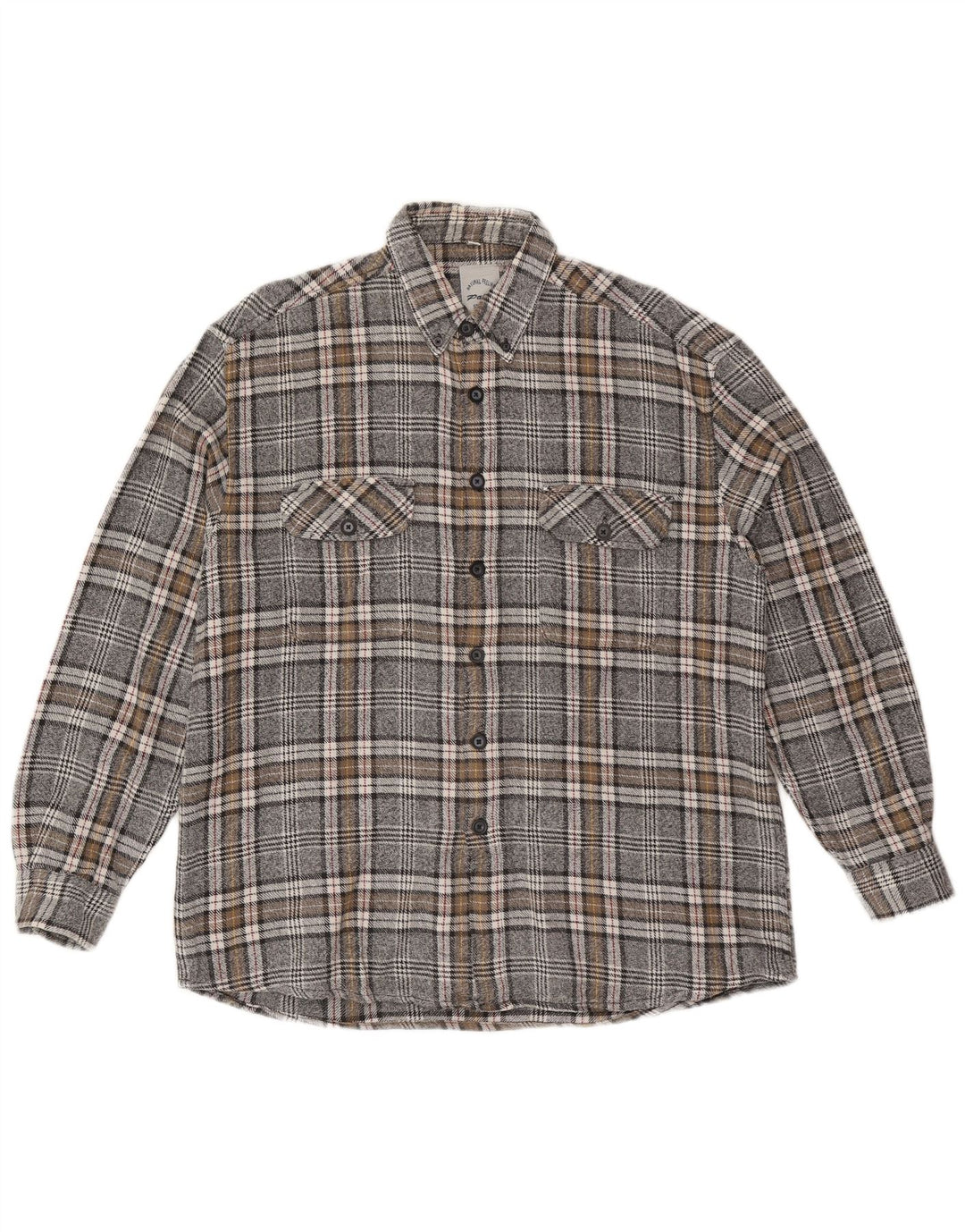 Camisa de franela vintage para hombre talla 41/42 algodón a cuadros gris grande