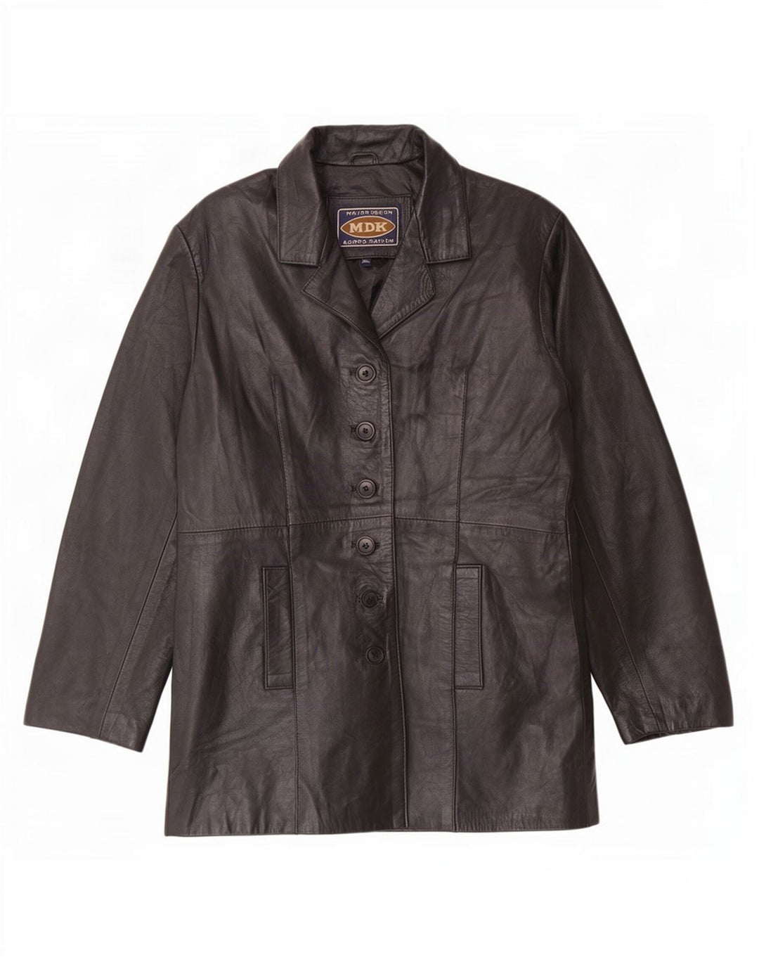 MDK Chaqueta Blazer de Cuero con 6 Botones para Mujer UK 40 XL Negro