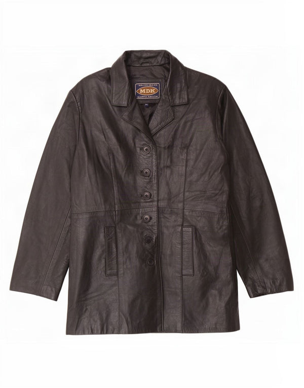 MDK Chaqueta Blazer de Cuero con 6 Botones para Mujer UK 40 XL Negro