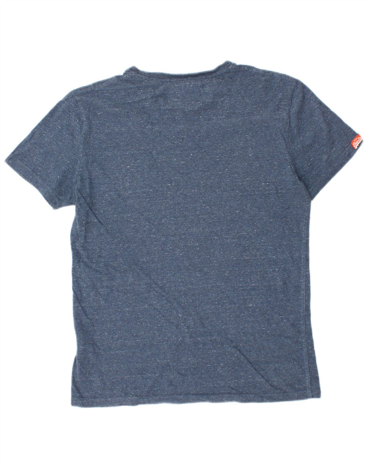 SUPERDRY Hombre Camiseta Top Medium Azul Marino Algodón Moteado