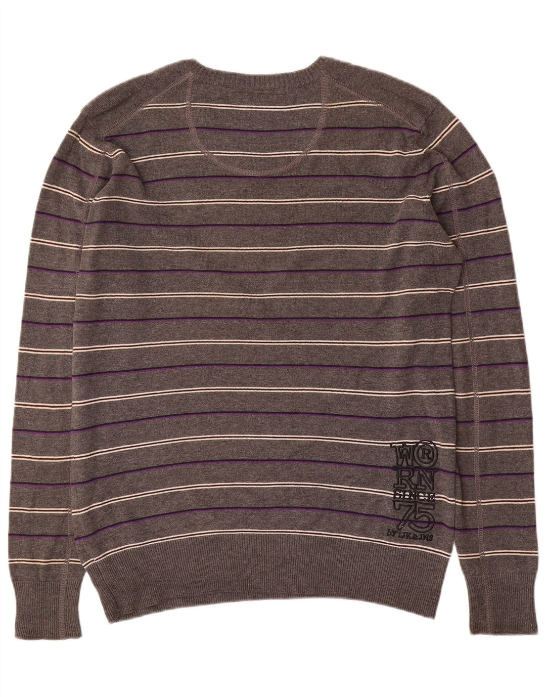 Jack & Jones Jersey con cuello en V gráfico para hombre, talla grande, gris, a rayas