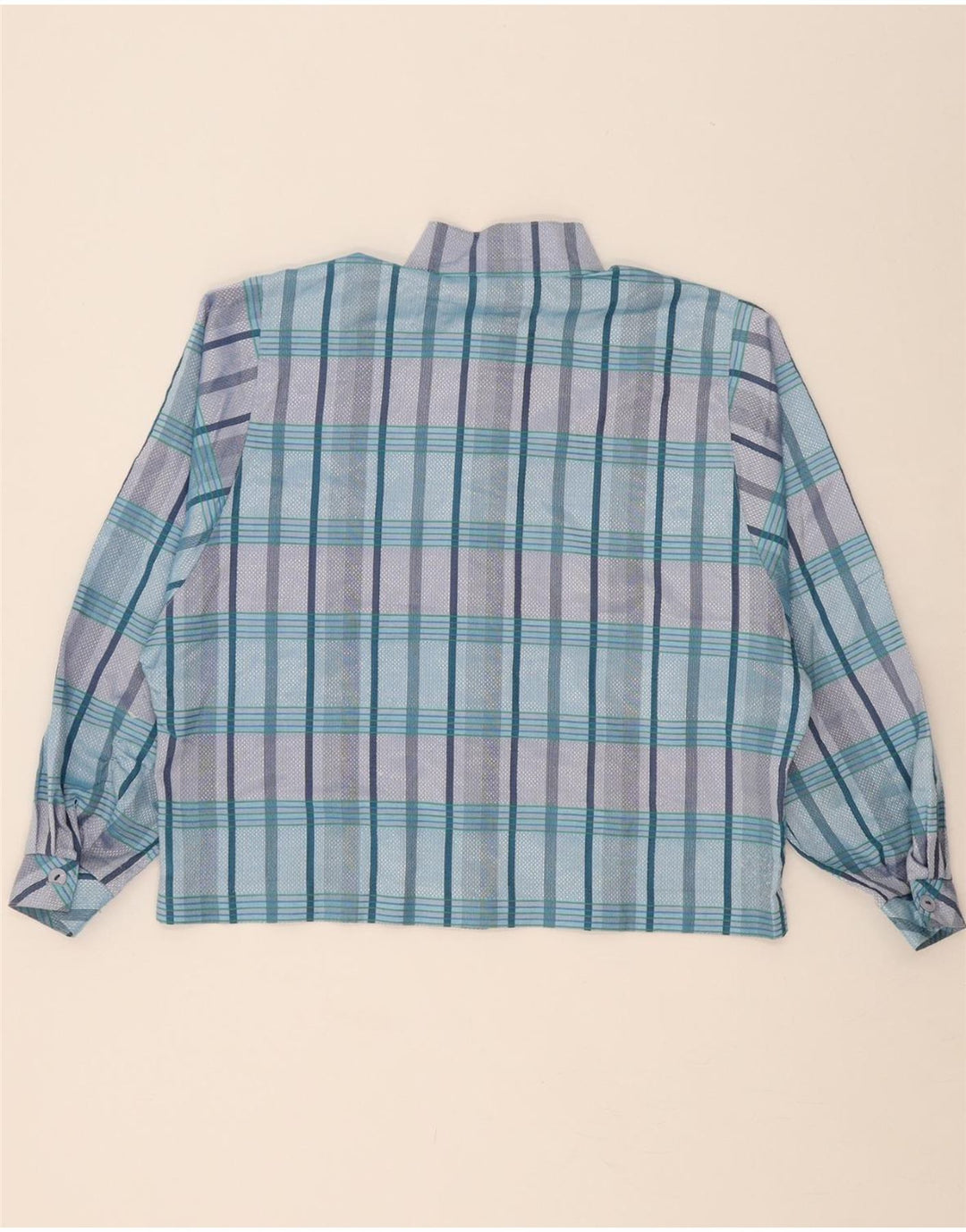 VINTAGE Womens Oversized Shirt Blouse IT 42 Medium Blue Check Polyester Vintage Vintage and Second-Hand Vintage from Messina Hembry 