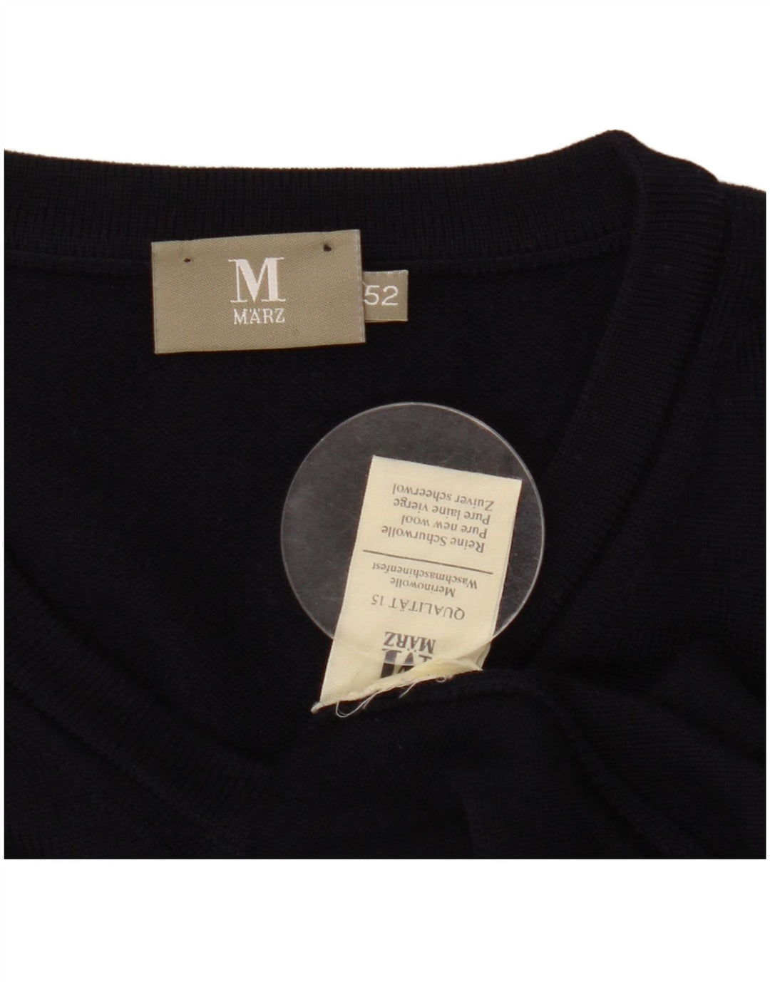 MARZ Jersey con cuello en V para hombre IT 52 Large Lana azul marino