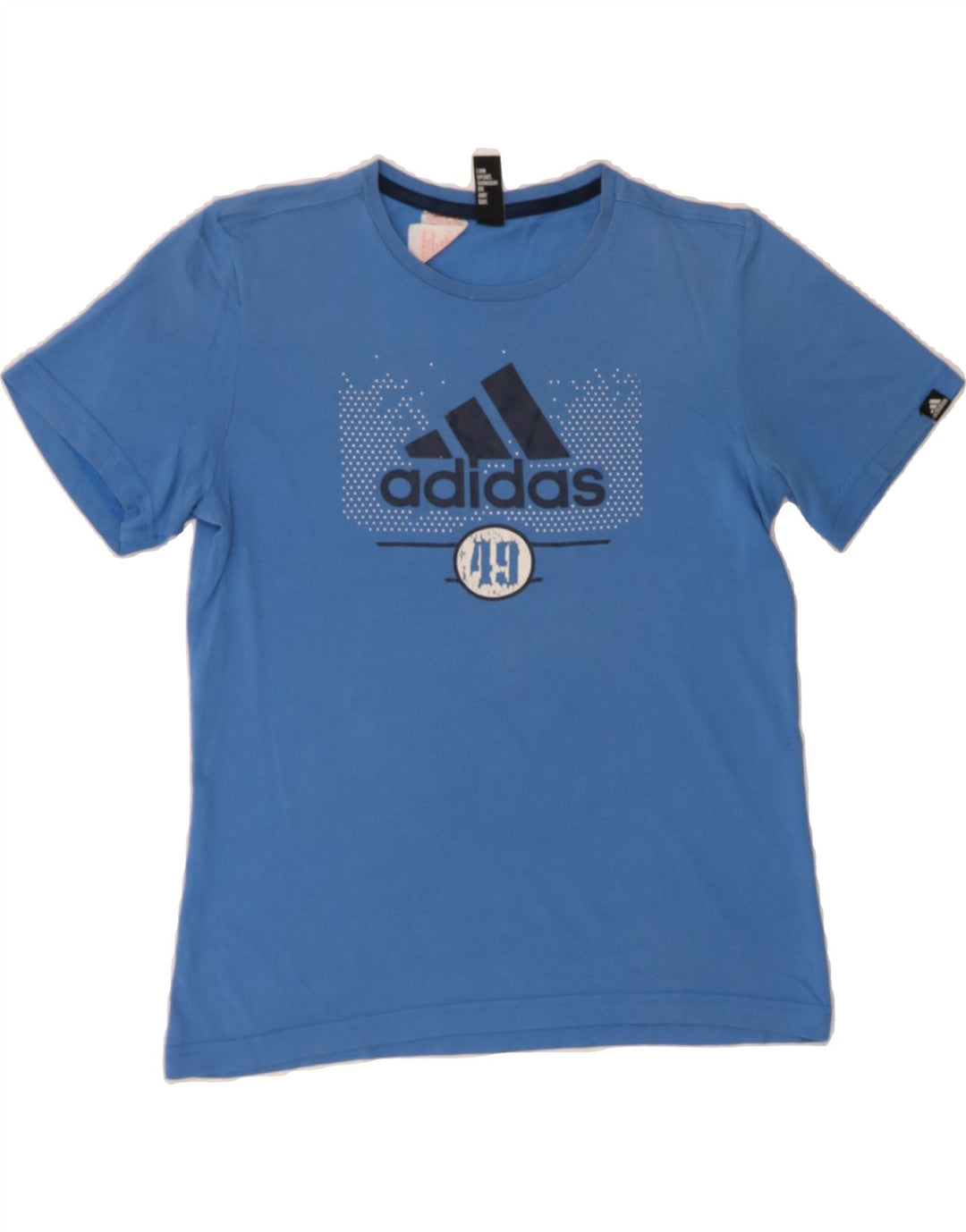 ADIDAS Womens Graphic T-Shirt Top UK 14 Medium Blue Vintage Adidas and Second-Hand Adidas from Messina Hembry 