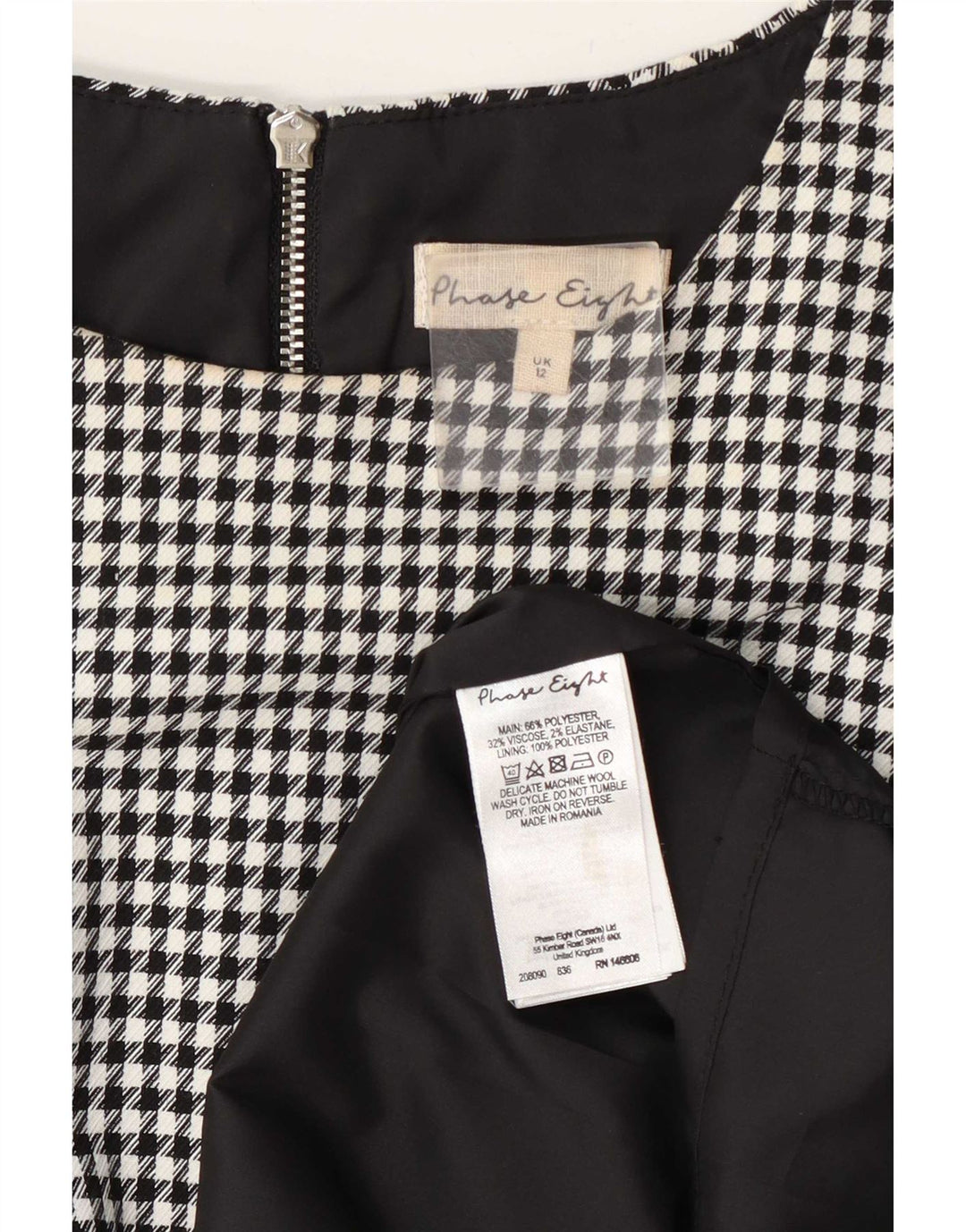Vestido recto para mujer Phase Eight UK 40 Mediano Poliéster de pata de gallo negro