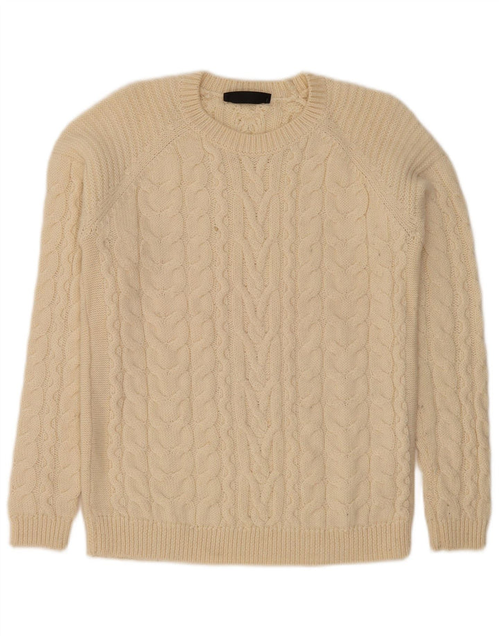 HALLHUBER Jersey de cuello redondo para mujer UK 14 Lana beige mediana