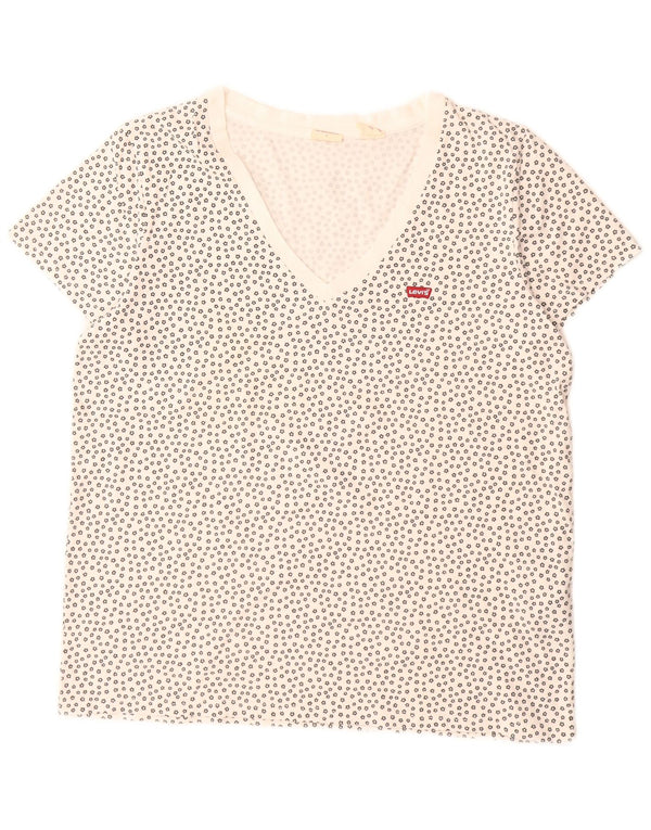 Levi's Camiseta para mujer Top UK 46 Large White Spotted Cotton