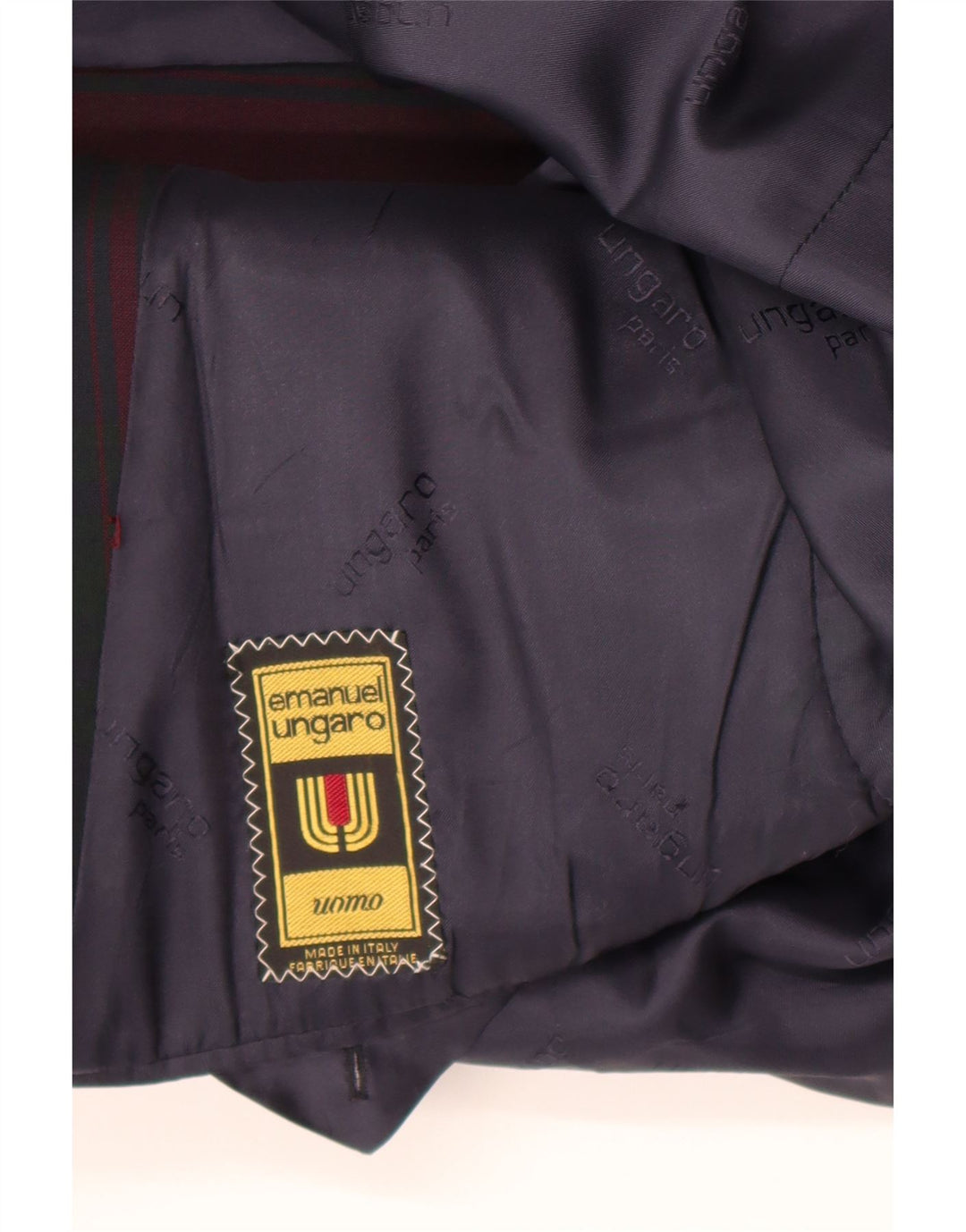 Emanuel Ungaro Chaqueta tipo blazer de 2 botones para hombre UK 38 Medium Borgoña Check