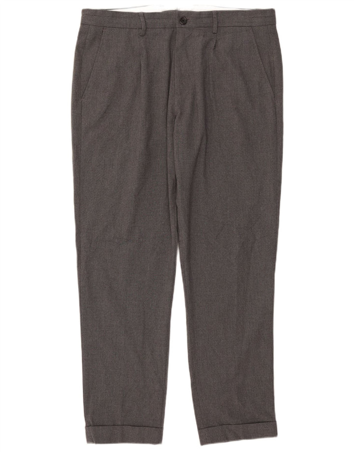 Zara Pantalón chino recto para hombre EU 44 Large W34 L29 Poliéster gris