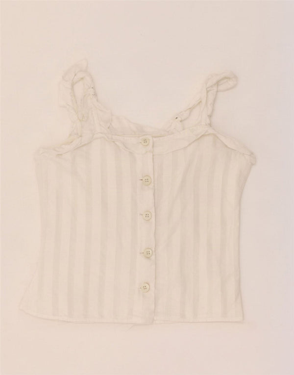Vintage mujer crop Cami Top Reino Unido 4 XS blanco a rayas