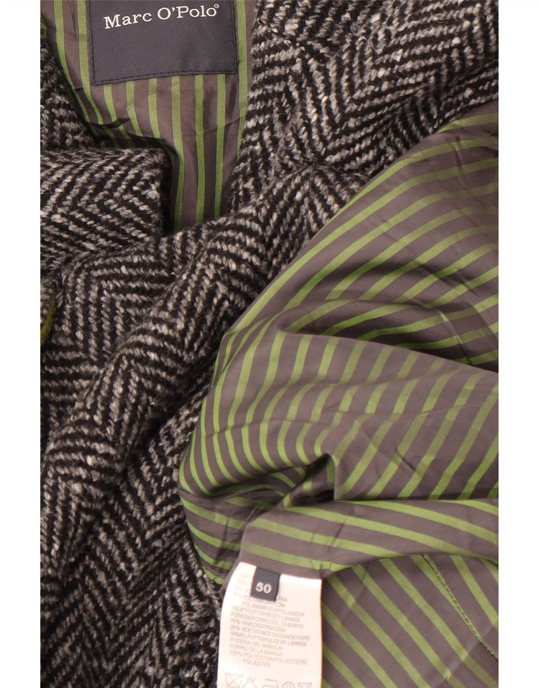 MARC O'POLO Abrigo para hombre IT 50 Lana en espiga gris grande