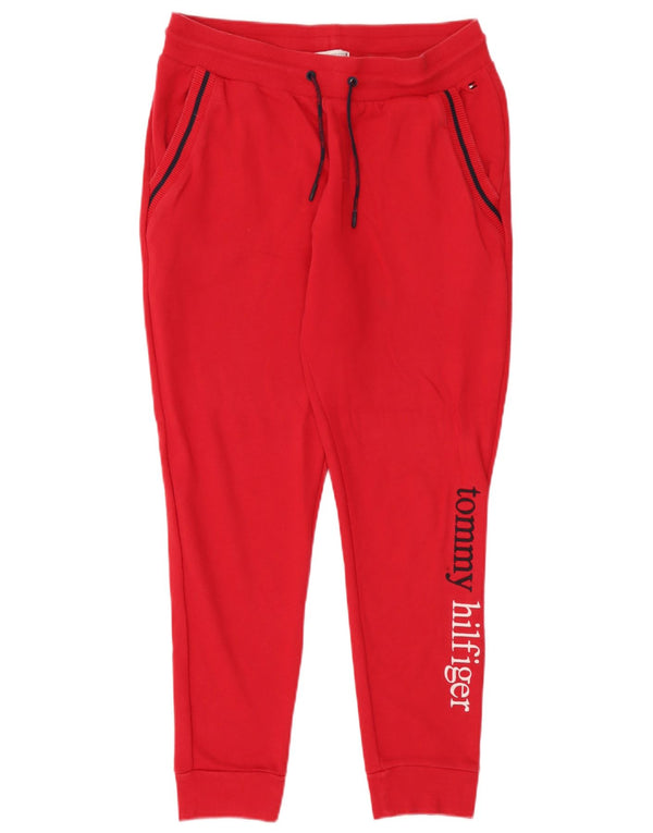 Tommy Hilfiger Pantalones de chándal con estampado gráfico para hombre Joggers Large Red Cotton