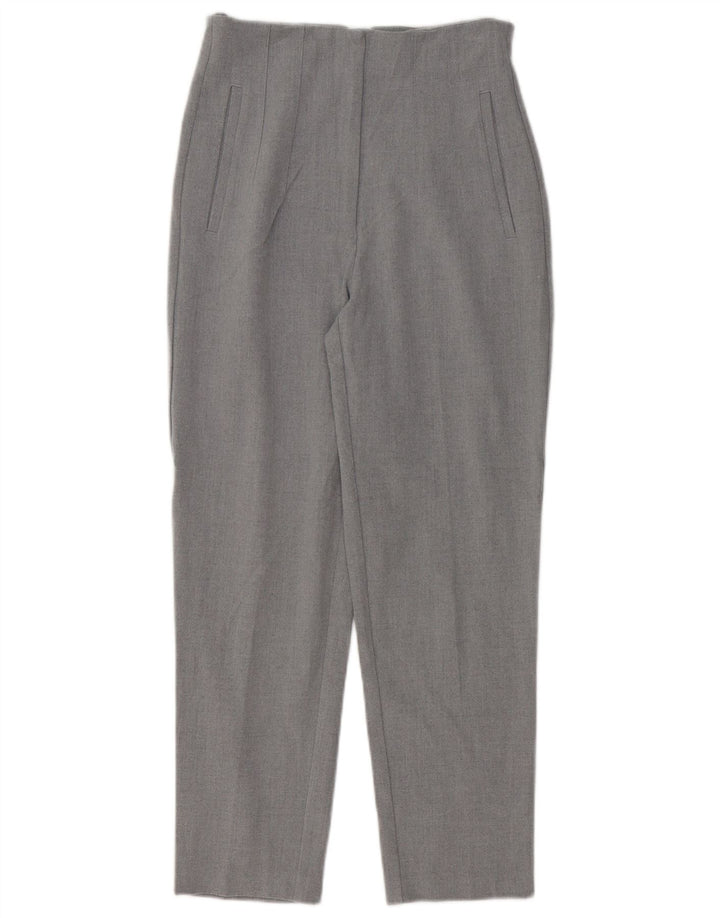 Zara Mujer Pantalón Chino Tapered Pequeño W26 L26 Poliéster Gris