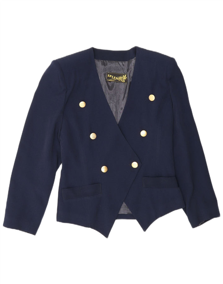 Vintage mujer chaqueta blazer de doble pecho IT 44 azul marino medio