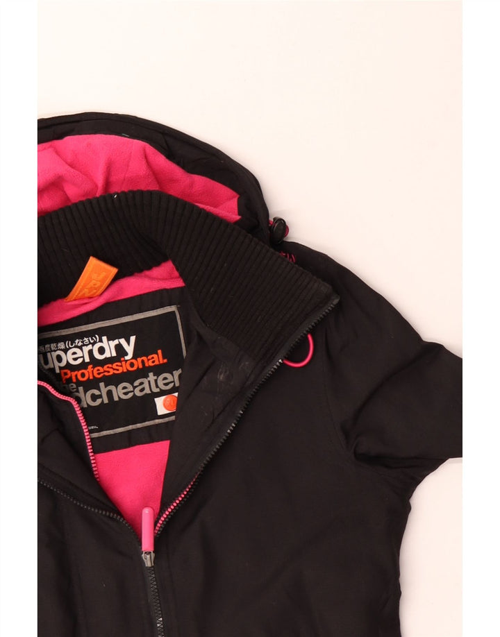 SUPERDRY Chaqueta cortavientos con capucha para mujer UK 40 XL Nylon negro