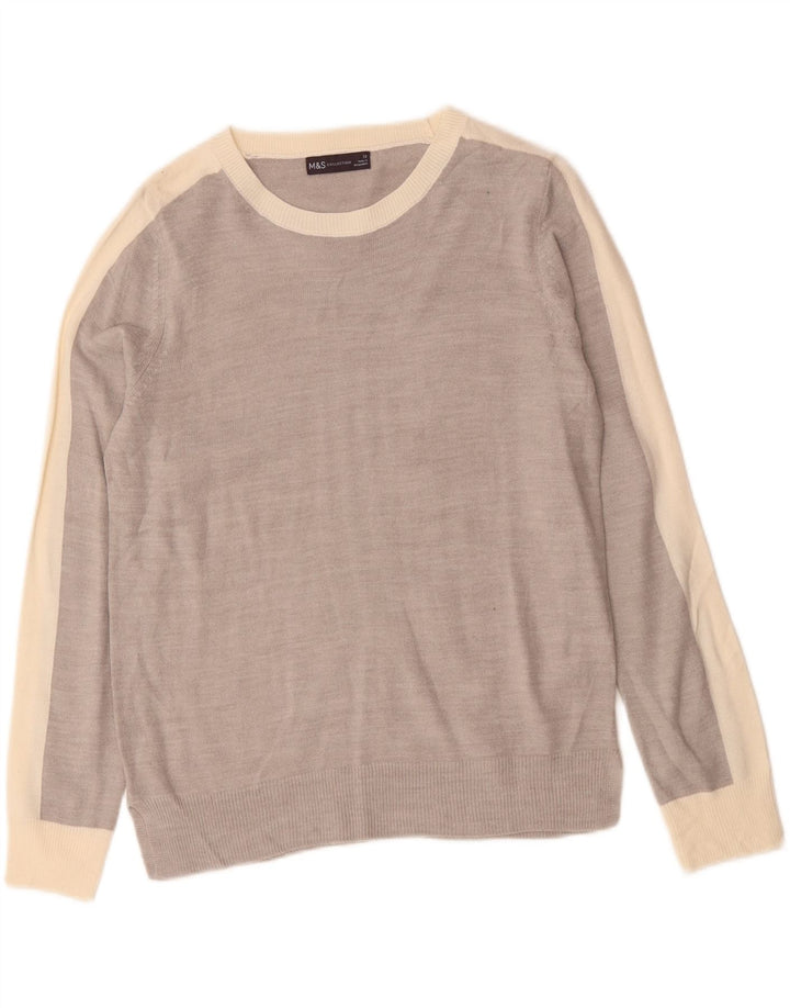 MARKS & SPENCER Suéter tipo jersey con cuello barco para mujer UK 40 Gris medio