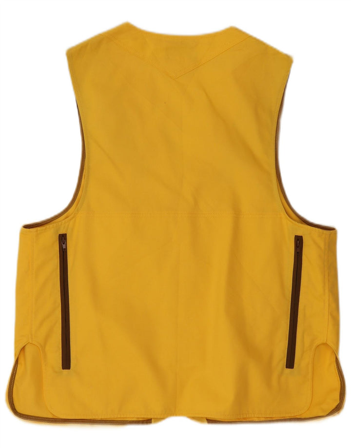 VINTAGE Hombres Utility Gilet Reino Unido 40 Poliéster de bloque de color amarillo grande