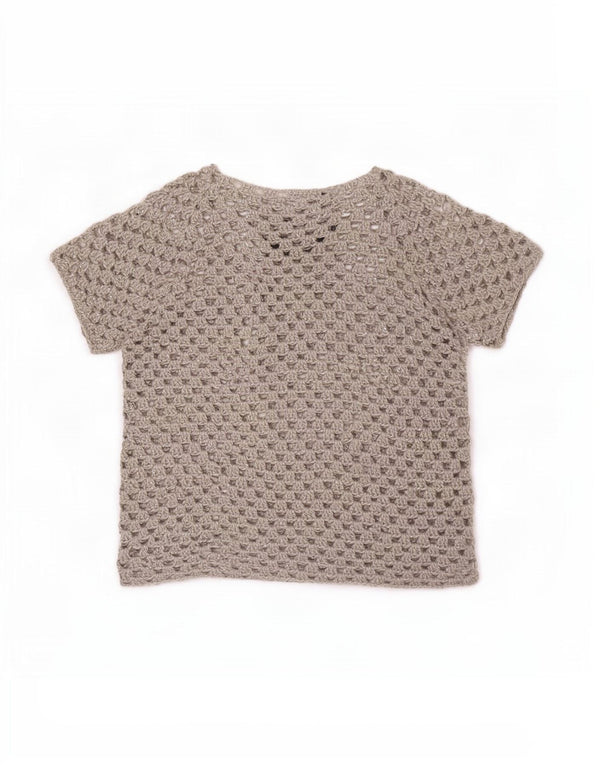 Vintage mujer ver a través de blusa Top Reino Unido 16 grande gris floral