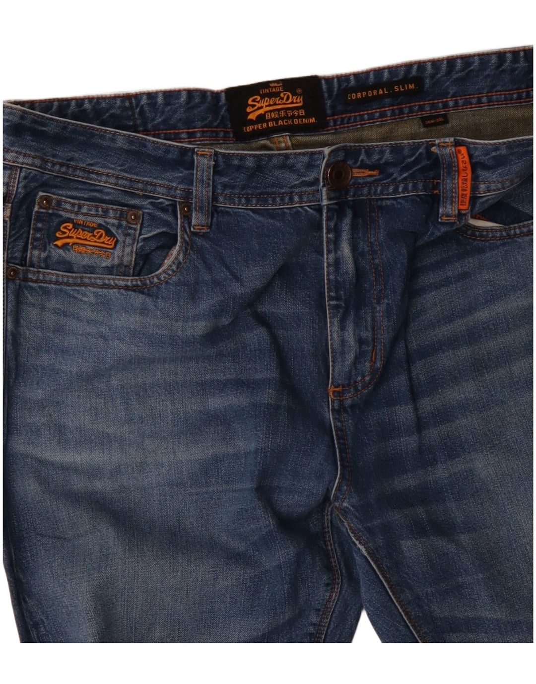 SUPERDRY Vaqueros ajustados corporales para hombre W36 L34 Algodón azul